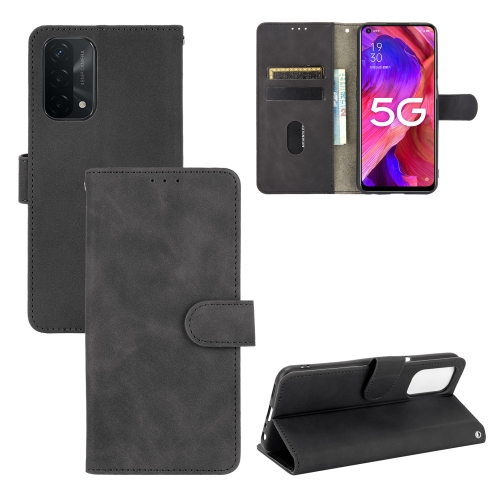 

For Oppo A93 5G Solid Color Skin Feel Magnetic Buckle Horizontal Flip Calf Texture PU Leather Case with Holder & Card Slots & Wallet(Black)
