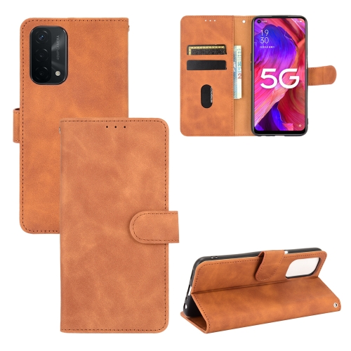 

For Oppo A93 5G Solid Color Skin Feel Magnetic Buckle Horizontal Flip Calf Texture PU Leather Case with Holder & Card Slots & Wallet(Brown)