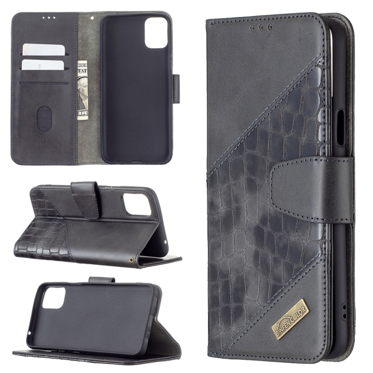 

For LG K42 Matching Color Crocodile Texture Horizontal Flip PU Leather Case with Wallet & Holder & Card Slots(Black)