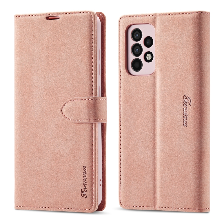 

For Samsung Galaxy A52 Forwenw F1 Series Matte Strong Magnetism Horizontal Flip Leather Case with Holder & Card Slots & Wallet & Photo Frame(Rose Gold)