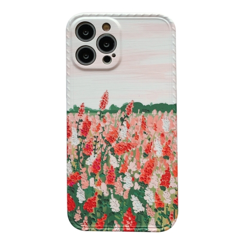 

For iPhone 11 Pro Max IMD Workmanship Oil Painting Flower Protective Case(Red White Flowers)