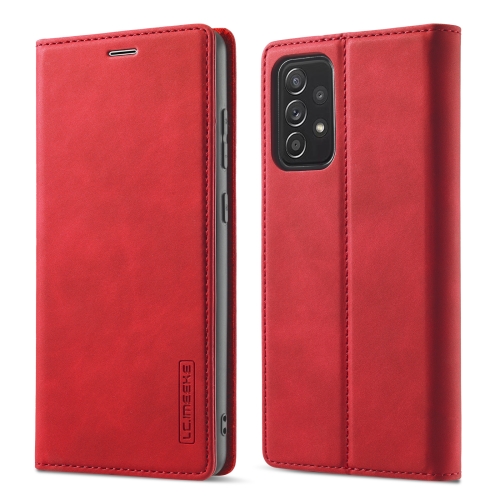 

For Samsung Galaxy A52 5G / 4G LC.IMEEKE Strong Magnetism Ultra-thin Horizontal Flip Matte TPU + PU Leather Case with Holder & Card Slots & Wallet(Red)