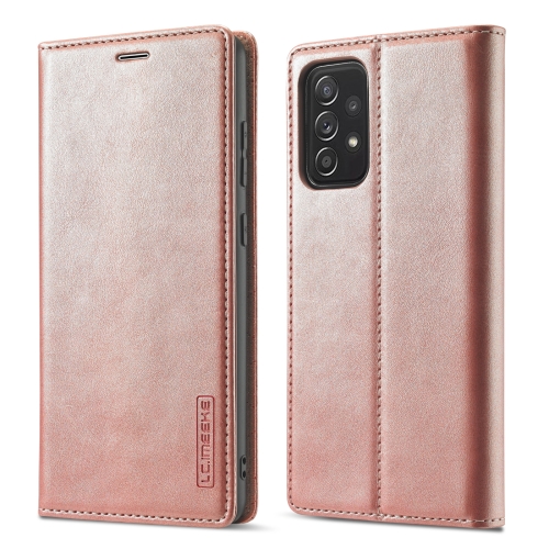 

For Samsung Galaxy A52 5G / 4G LC.IMEEKE Strong Magnetism Ultra-thin Horizontal Flip Matte TPU + PU Leather Case with Holder & Card Slots & Wallet(Rose Gold)