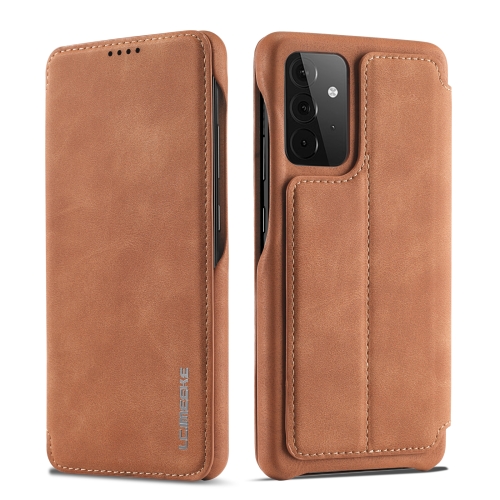 

For Samsung Galaxy A52 5G / 4G LC.IMEEKE Hon Ancient Series Horizontal Flip Leather Case with Holder & Card Slot(Brown)