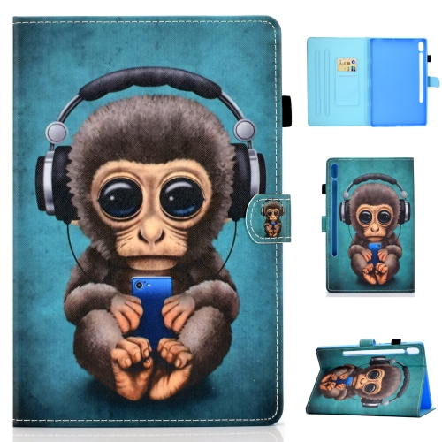 

For Galaxy Tab S6 T860 / T865 Colored Drawing Horizontal Flip Leather Case with Holder & Card Slots & Pen Slot & Sleep / Wake-up Function(Headphone Monkey)