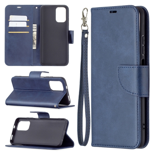 

For Xiaomi Redmi Note 10 4G / Note 10S Retro Lambskin Texture Pure Color Horizontal Flip PU Leather Case with Holder & Card Slots & Wallet & Lanyard(Blue)