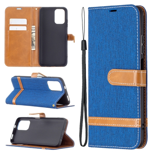 

For Xiaomi Redmi Note 10 4G / Note 10S Color Matching Denim Texture Horizontal Flip Leather Case with Holder & Card Slots & Wallet & Lanyard(Royal Blue)