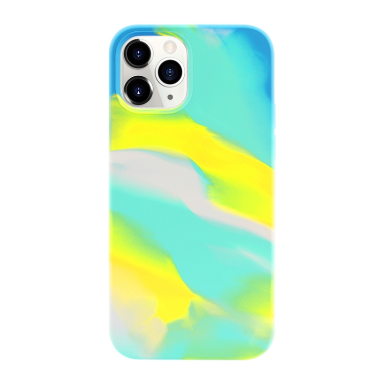 

Liquid Silicone Watercolor Protective Case For iPhone 12 / 12 Pro, Fixed Color, Random Shape(Blue Yellow)
