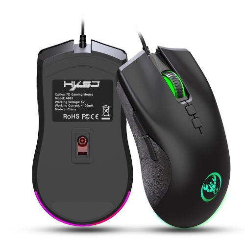 

HXSJ A883 7 Keys 6400DPI RGB Light Mechanical Gaming Wired Mouse