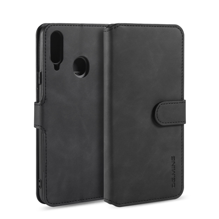 

For Galaxy A20s DG.MING Retro Oil Side Horizontal Flip Case with Holder & Card Slots & Wallet(Black)