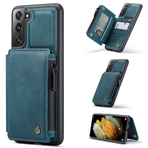 

For Samsung Galaxy S21+ 5G CaseMe C20 Multifunctional PC + TPU Protective Case with Holder & Card Slot & Wallet(Blue)