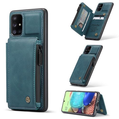 

For Samsung Galaxy A71 4G CaseMe C20 Multifunctional PC + TPU Protective Case with Holder & Card Slot & Wallet(Blue)