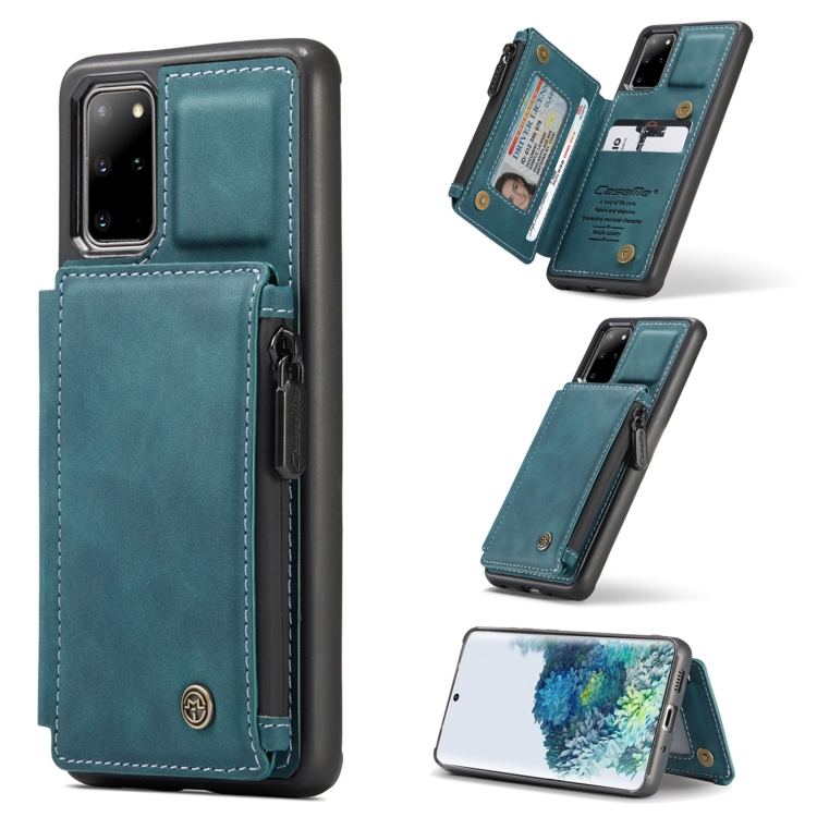 

For Samsung Galaxy S20+ CaseMe C20 Multifunctional PC + TPU Protective Case with Holder & Card Slot & Wallet(Blue)