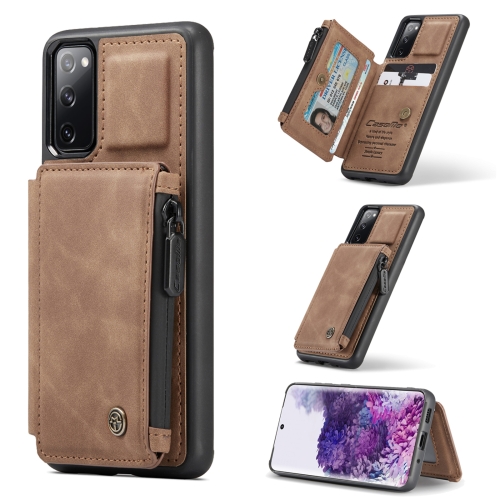 

For Samsung Galaxy S20 FE CaseMe C20 Multifunctional PC + TPU Protective Case with Holder & Card Slot & Wallet(Brown)