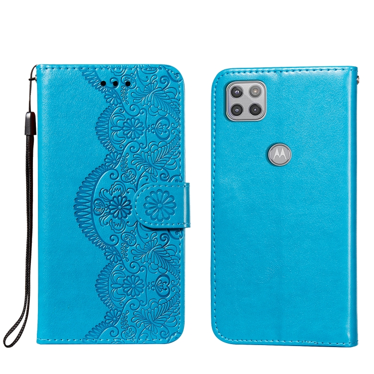 

For Motorola Moto G 5G Flower Vine Embossing Pattern Horizontal Flip Leather Case with Card Slot & Holder & Wallet & Lanyard(Blue)