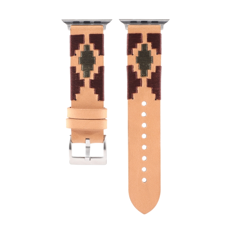 

Woven Contrast Leather Strap For Apple Watch Series 6 & SE & 5 & 4 44mm / 3 & 2 & 1 42mm(Light Brown)