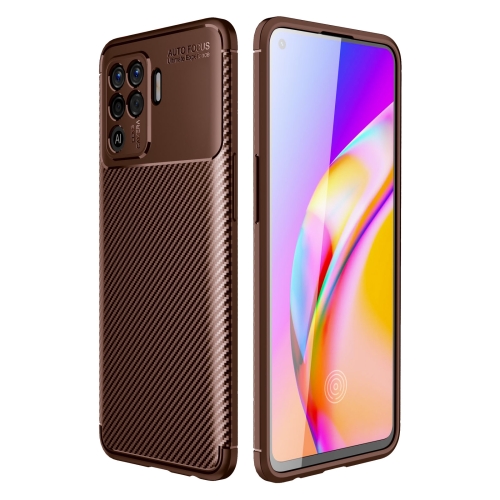 

For OPPO F19 Pro Carbon Fiber Texture Shockproof TPU Case(Brown)