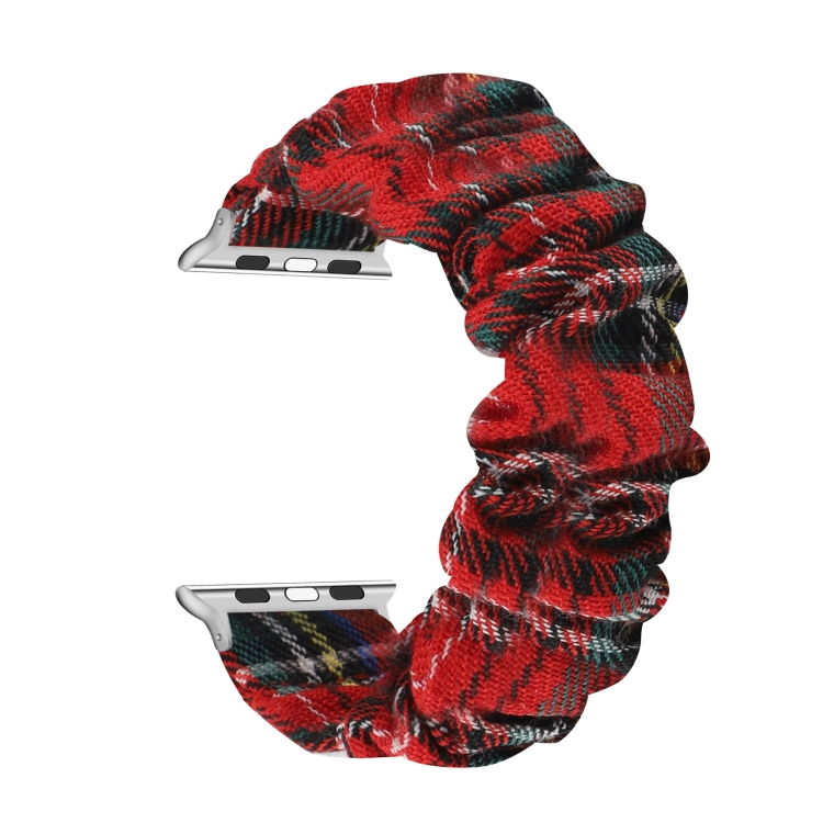 

Checked Hair Tie Strap For Apple Watch Series 6 & SE & 5 & 4 44mm / 3 & 2 & 1 42mm(Red)