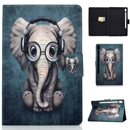 

For Galaxy Tab S6 T860 / T865 Colored Drawing Horizontal Flip Leather Case with Holder & Card Slots & Sleep / Wake-up Function(Elephant)