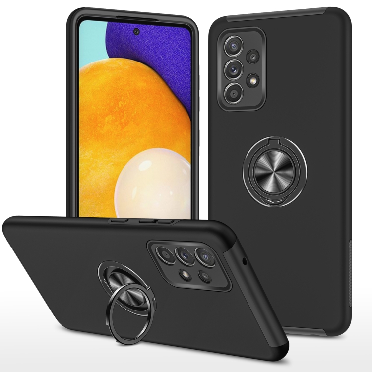 

For Samsung Galaxy A52 PC + TPU Shockproof Magnetic Protective Case with Invisible Ring Holder(Black)