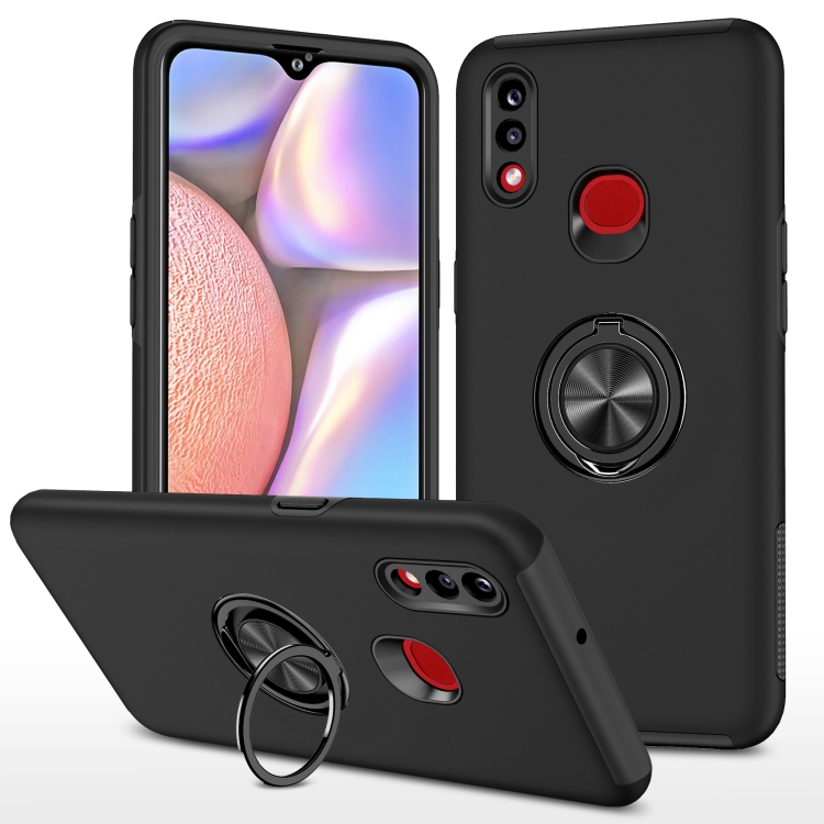 

For Samsung Galaxy A10s PC + TPU Shockproof Magnetic Protective Case with Invisible Ring Holder(Black)