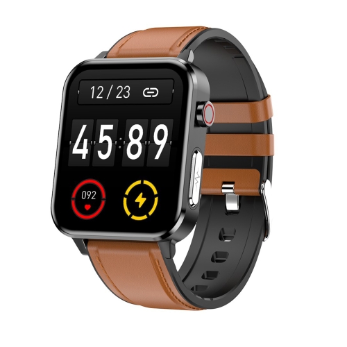 

E86 1.7 inch TFT Color Screen IP68 Waterproof Smart Watch, Support Blood Oxygen Monitoring / Body Temperature Monitoring / AI Medical Diagnosis, Style: Leather Strap(Brown)