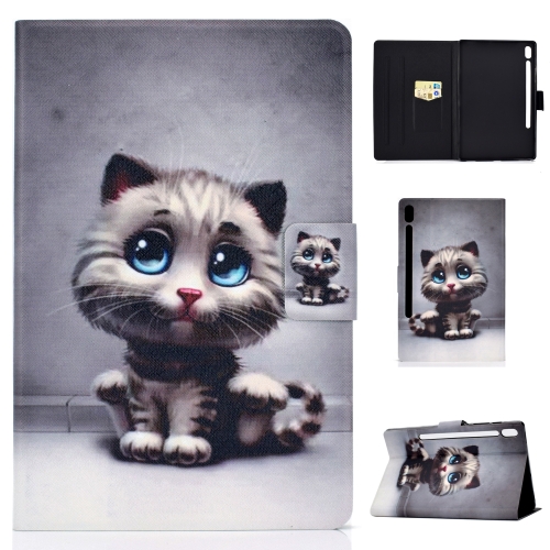 

For Galaxy Tab S6 T860 / T865 Colored Drawing Horizontal Flip Leather Case with Holder & Card Slots & Sleep / Wake-up Function(Pet Cat)