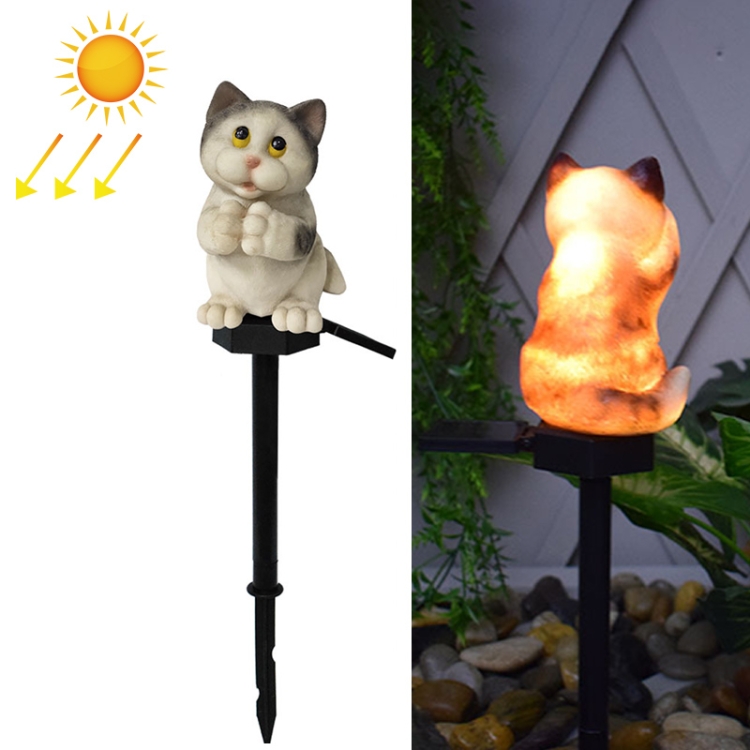 

Solar Powered Resin Cat Shape Landscape Light Outdoor LED Garden Lawn Light(Grey-C)