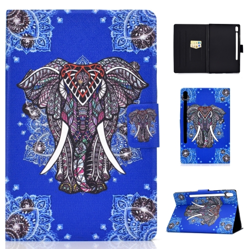 

For Galaxy Tab S6 T860 / T865 Colored Drawing Horizontal Flip Leather Case with Holder & Card Slots & Sleep / Wake-up Function(Ethnic Elephant)