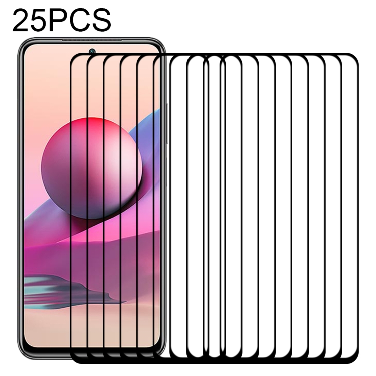 

For Xiaomi Redmi Note 10S 25 PCS Full Glue Full Screen Tempered Glass Film