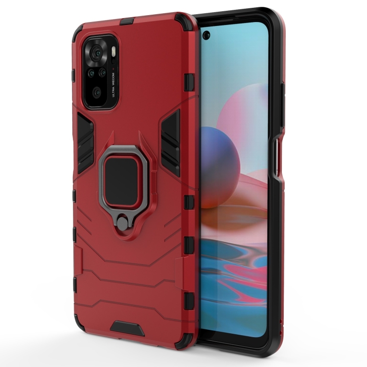 

For Xiaomi Redmi Note 10 4G Shockproof PC + TPU Protective Case with Magnetic Ring Holder(Red)