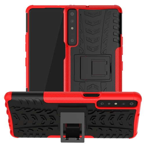 

For LG Stylo 7 4G Tire Texture Shockproof TPU+PC Protective Case with Holder(Red)