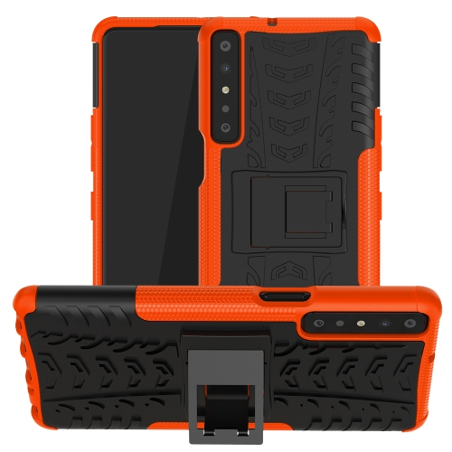 

For LG Stylo 7 4G Tire Texture Shockproof TPU+PC Protective Case with Holder(Orange)