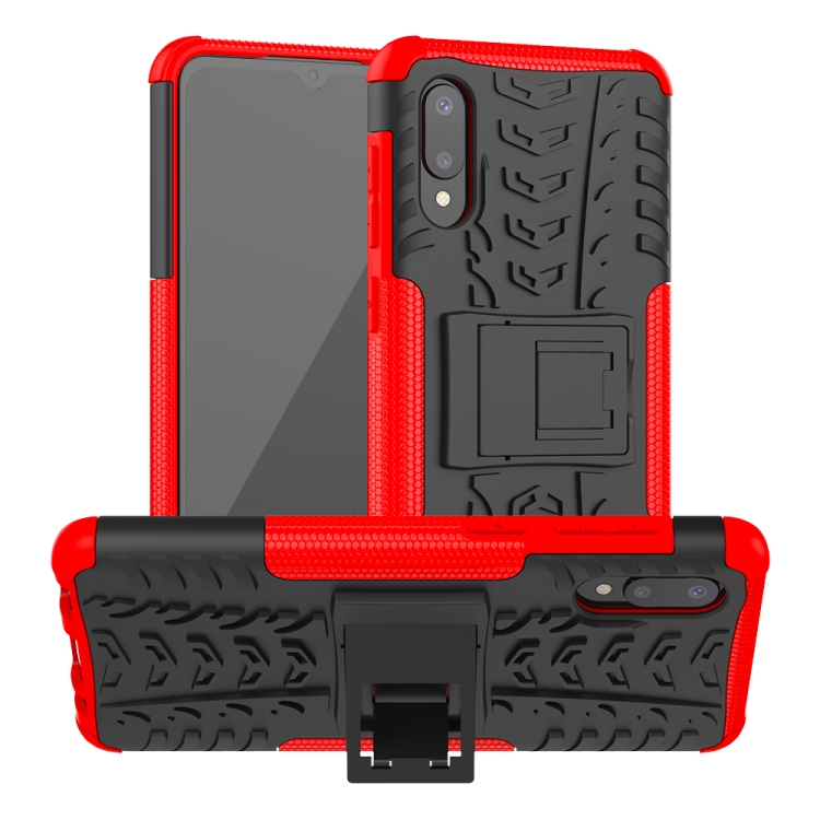 

For Samsung Galaxy A02(EU Version) Tire Texture Shockproof TPU+PC Protective Case with Holder(Red)