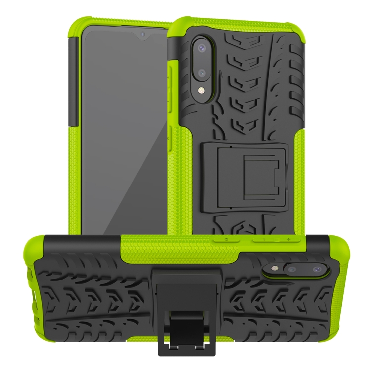 

For Samsung Galaxy A02(EU Version) Tire Texture Shockproof TPU+PC Protective Case with Holder(Green)