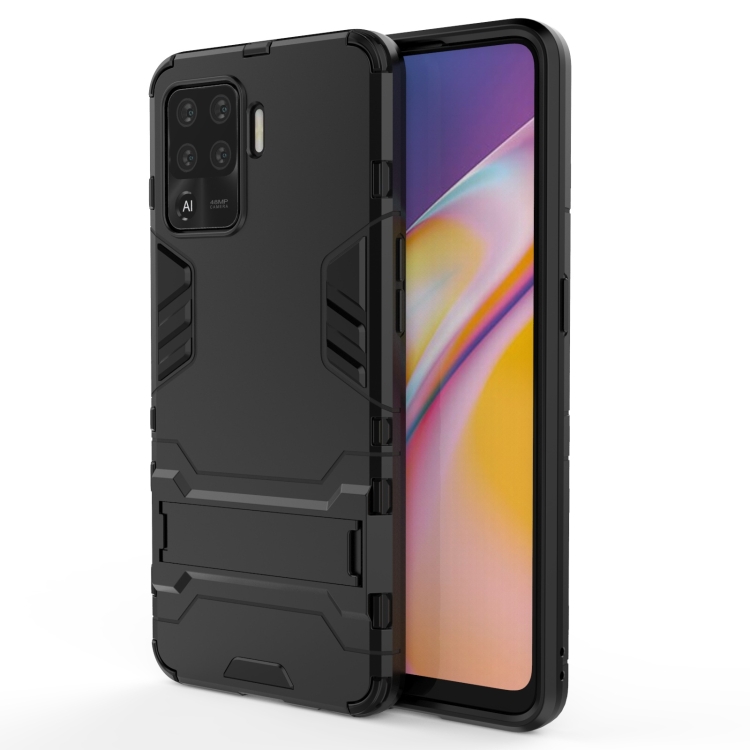 

For OPPO A94 Shockproof PC + TPU Protective Case with Hidden Holder(Black)