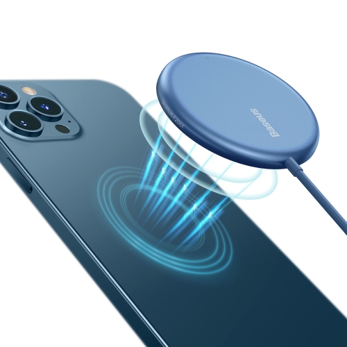 

Baseus WXJK-H03 15W Simple Mini Magnetic Wireless Charger for iPhone 12 Series, with 1.5m USB-C / Type-C Cable(Blue)