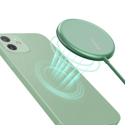 

Baseus WXJK-H06 15W Simple Mini Magnetic Wireless Charger for iPhone 12 Series, with 1.5m USB-C / Type-C Cable(Green)