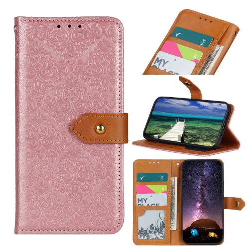 

For Sony Xperia 10 III European Floral Embossed Copper Buckle Horizontal Flip PU Leather Case with Holder & Card Slots & Wallet & Photo Frame(Pink)