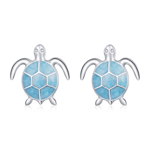 

S925 Sterling Silver Blue Turtle Women Earrings