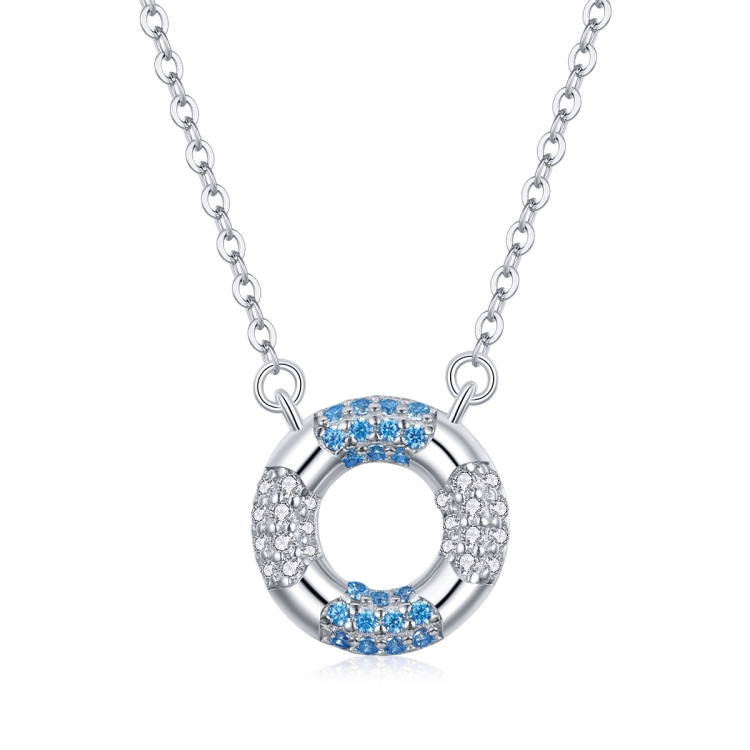 

S925 Sterling Silver Happy Swimming Ring Women Nacklace Jewelry