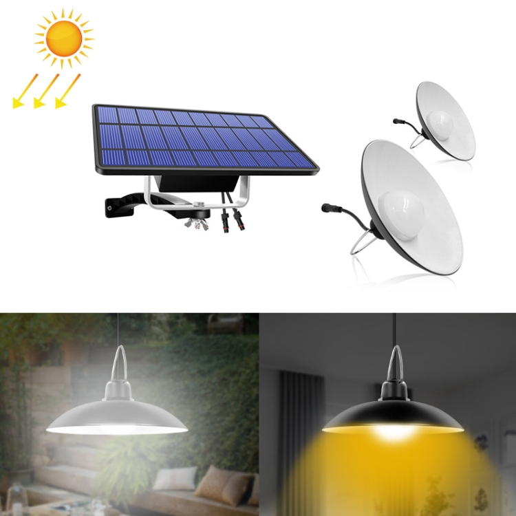 

2 in 1 Solar Light Landscape Courtyard Corridor Lighting 32-LED Retro Chandelier, Light Color:White Light(Black Lampshade)