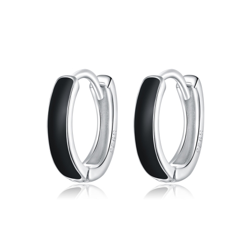 

S925 Sterling Silver Simple Black White Ear Studs Women Earrings