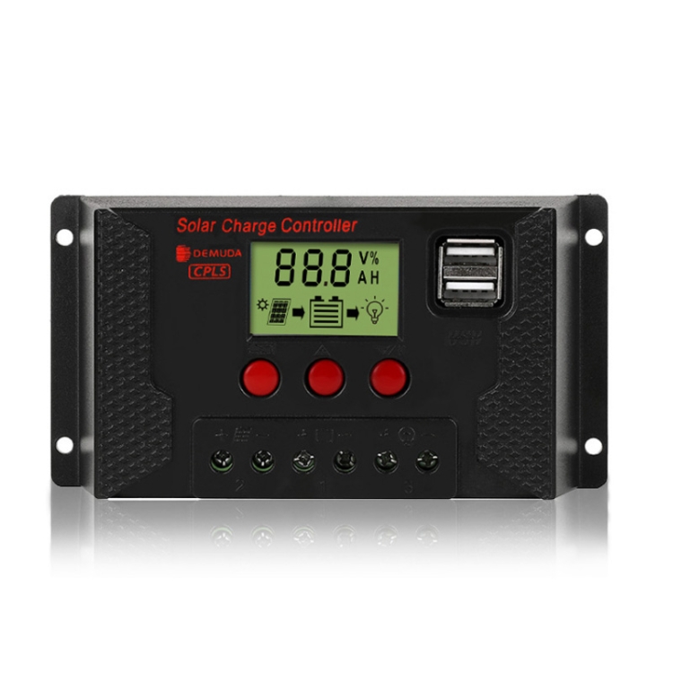 

PWM Solar Controller 12V / 24V Lithium Battery Charging Photovoltaic Panel Charging Street Light Controller with Dual USB Output, Model:CPLS-30A