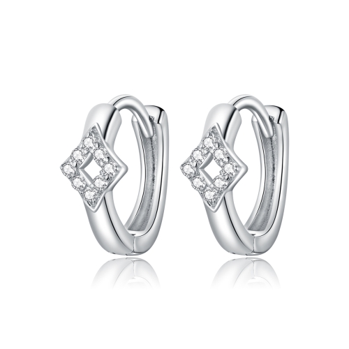 

S925 Sterling Silver Shinning Rhombus Ear Studs Women Earrings