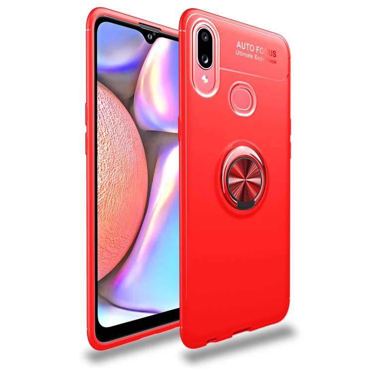 

For Galaxy A10s Lenuo Shockproof TPU Case with Invisible Holder(Red)