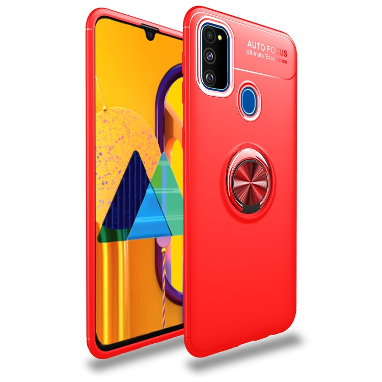 

For Galaxy M30s Lenuo Shockproof TPU Case with Invisible Holder(Red)
