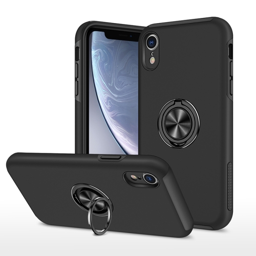 

PC + TPU Shockproof Magnetic Protective Case with Invisible Ring Holder For iPhone XR(Black)