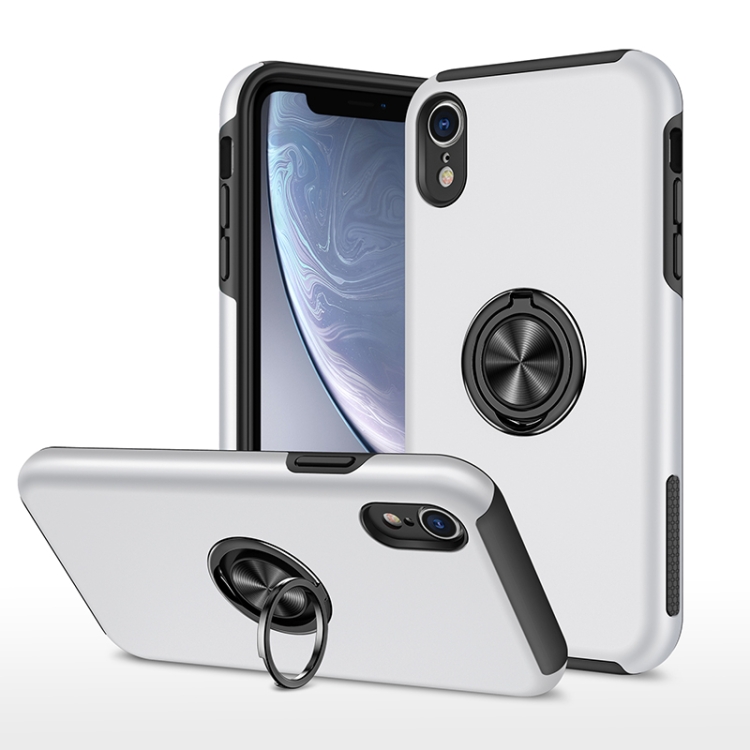 

PC + TPU Shockproof Magnetic Protective Case with Invisible Ring Holder For iPhone XR(Silver)