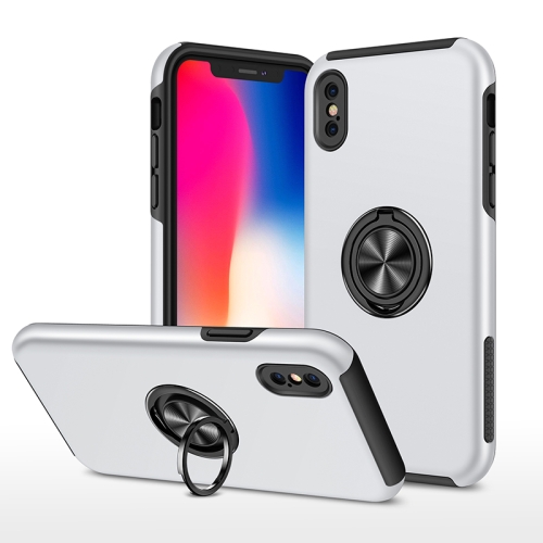 

PC + TPU Shockproof Magnetic Protective Case with Invisible Ring Holder For iPhone XS Max(Silver)